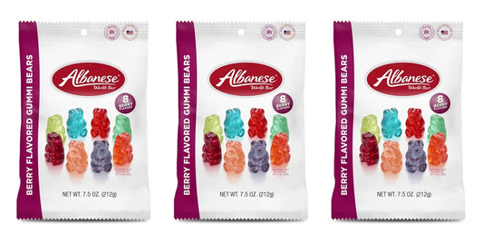 Albanese Berry Flavored Gummi Bears 7.5oz Peg Bags — 3-Pack