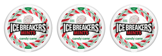 Ice Breakers Candy Cane Sugar-Free Mints 1.5oz Tins — 3-Pack