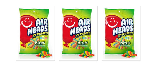 Airheads Xtremes Bites Rainbow Berry 6oz Peg Bag 3-Pack