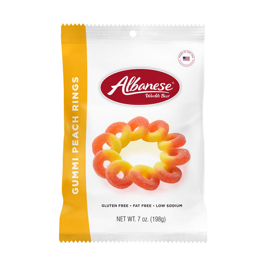 Albanese Gummi Peach Rings 7oz Peg Bags
