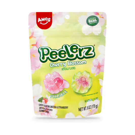 Amos Peelerz Gummy Cherry Blossom 6oz Peg Bag, front of package