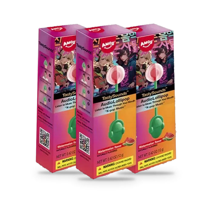 Amos TastySounds Audio Lollipop Watermelon Sugar-Free 0.42oz