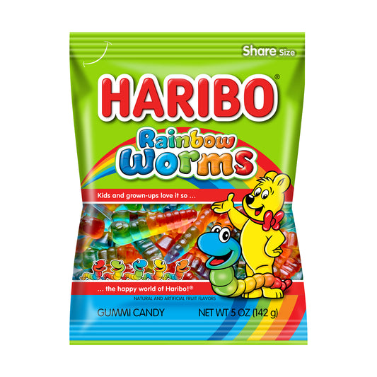 Haribo Rainbow Worms 5oz Peg Bag