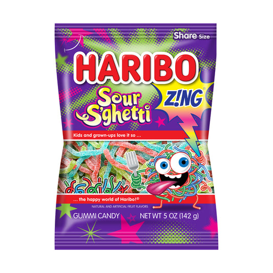 Haribo Sour S'ghetti 5oz Peg Bag - single bag