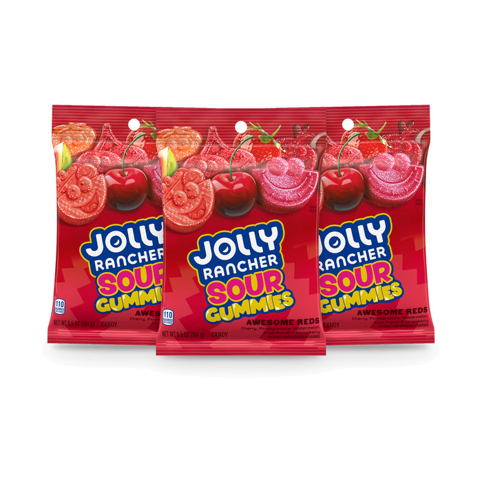 Jolly Rancher Sour Gummies Awesome Reds 6.5oz Peg Bags