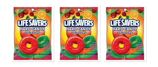 Life Savers 5 Flavors 6.25oz Peg Bag 3-Pack