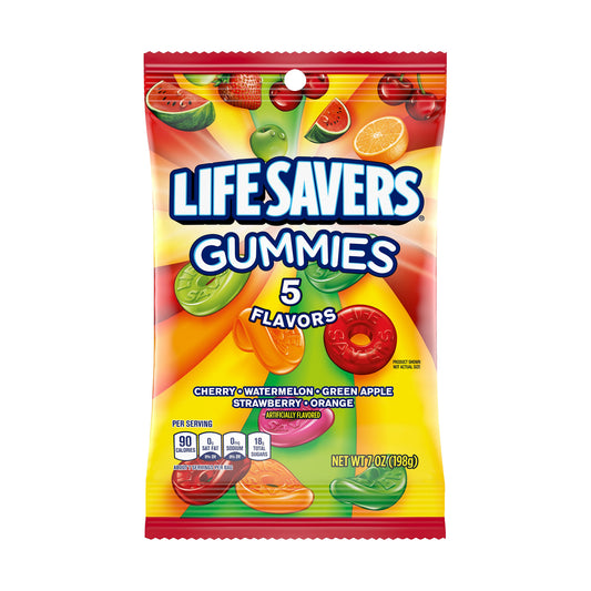 Life Savers Gummies 5 Flavors 7oz Peg Bag