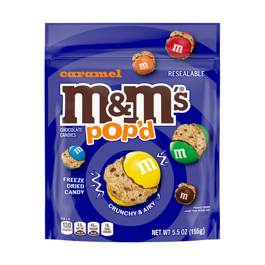 M&M's POP'd Caramel Freeze Dried Candy 5.5oz Pouches