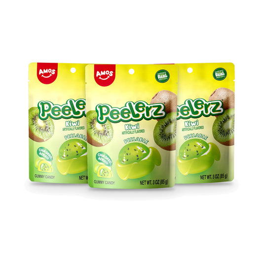 Amos Peelerz Gummy Kiwi 3oz Peg Bags 3-pack