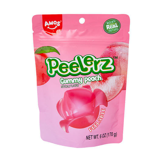 Amos Peelerz Gummy Peach 6oz Peg Bags single