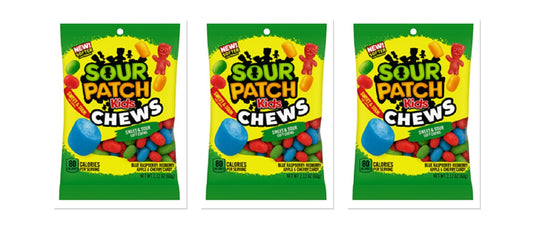 Sour Patch Kids Chews Assorted 2.12oz Peg Bag 3-Pack
