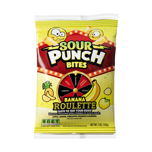 Sour Punch Banana Roulette Bites 5oz Peg Bags