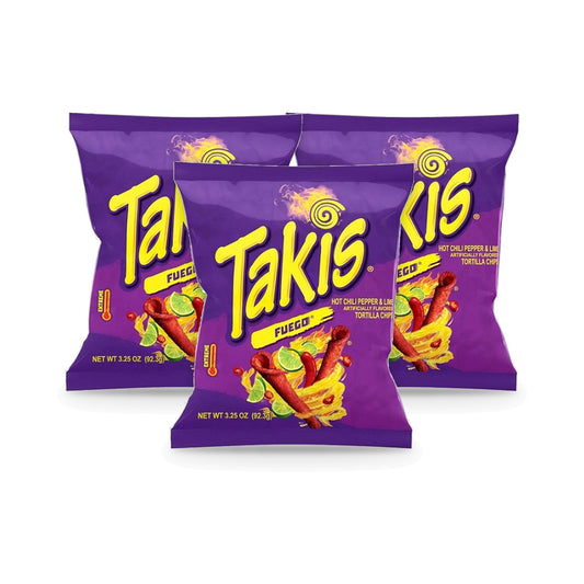 Takis Fuego Rolled Tortilla Chips 3.25oz Bags — 3-Pack