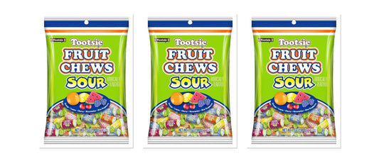 Tootsie Fruit Chews Sour Peg Bag 7oz 3-Pack