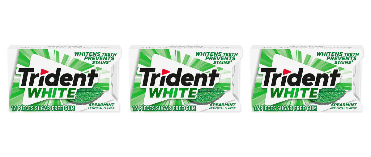 Trident White Spearmint — 3 single packs clearly separated