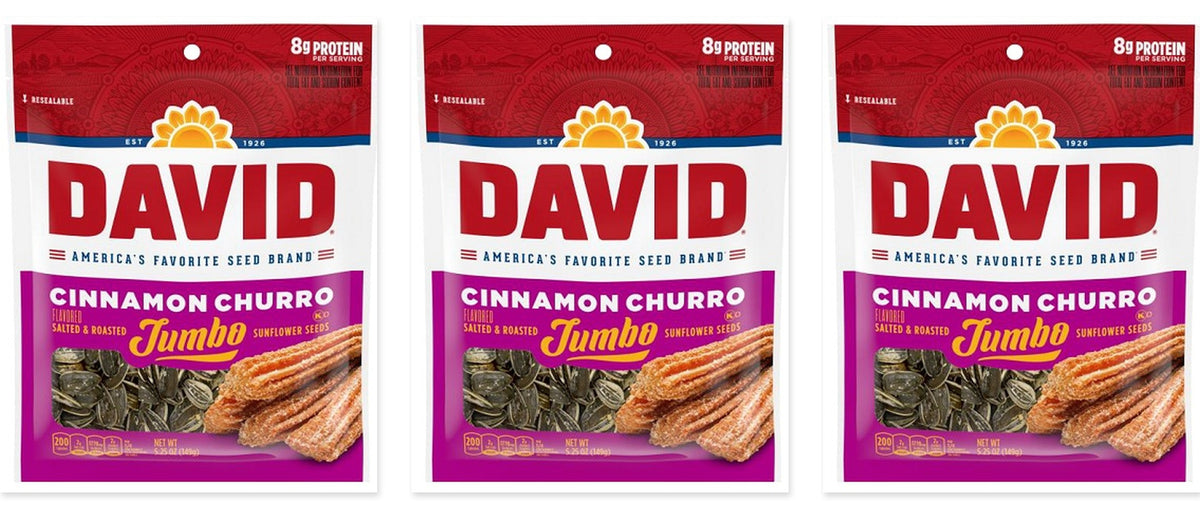 David Jumbo Cinnamon Churro Seeds 5.25oz 3-Pack — three single bags
