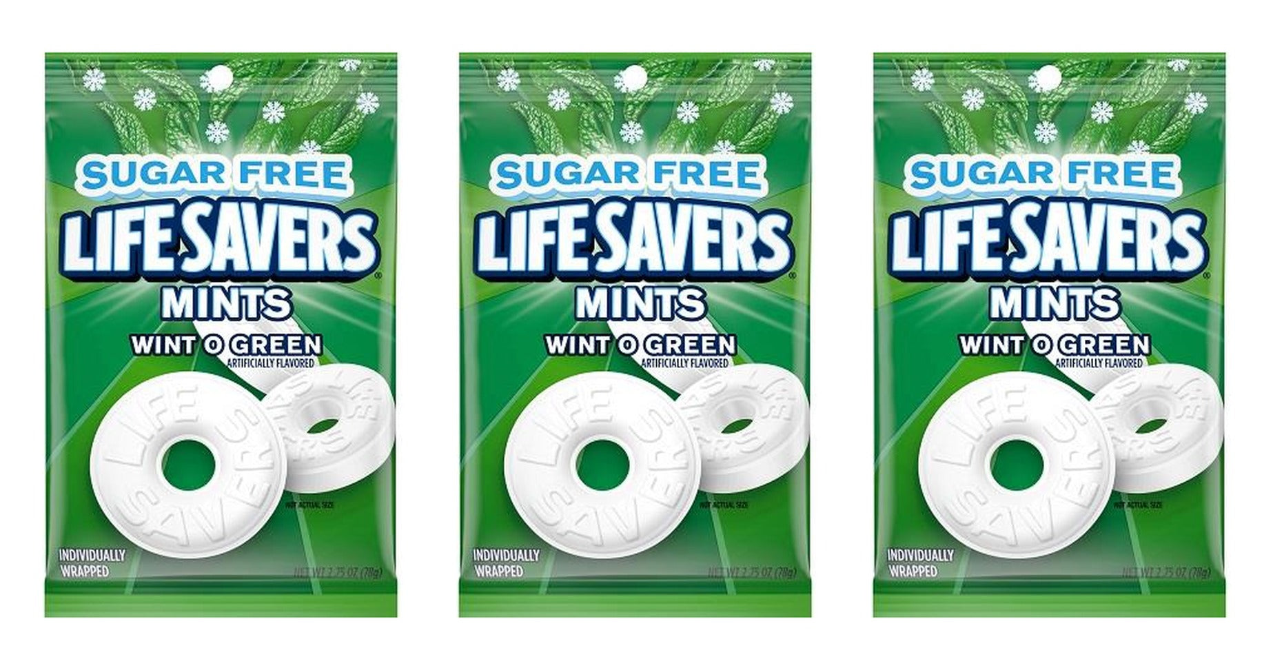 Life Savers Wint-O-Green Sugar-Free Mints 2.75oz Bags — 3-Pack