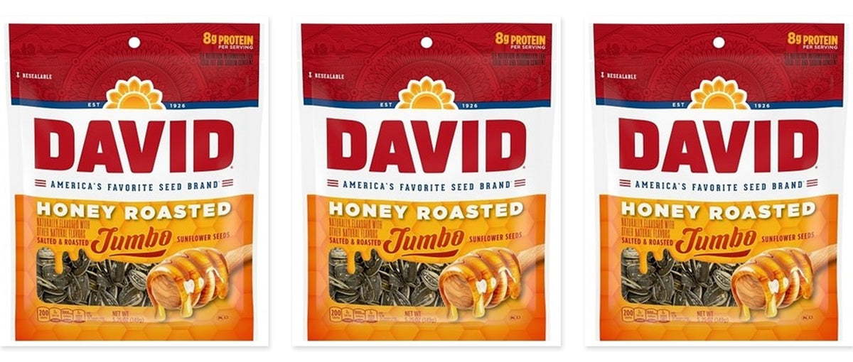 David Jumbo Honey Roasted Seeds 5.25oz 3-Pack — three single bags