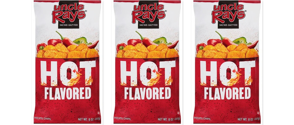 Uncle Ray's Hot Chips 8oz 3-Pack — three single bags