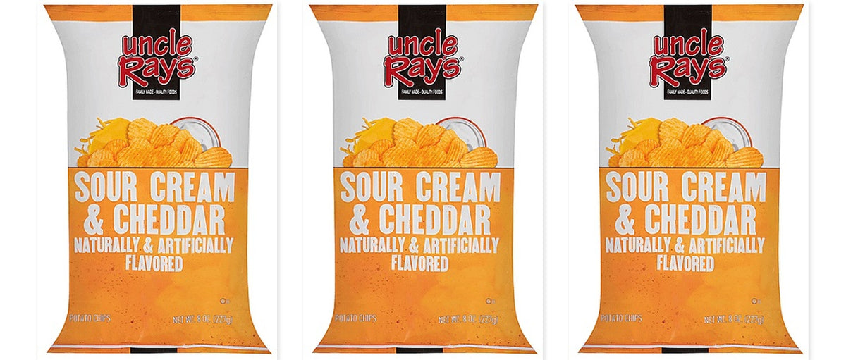 Uncle Ray's Cheddar Sour Cream Chips 8oz 3-Pack — three single bags