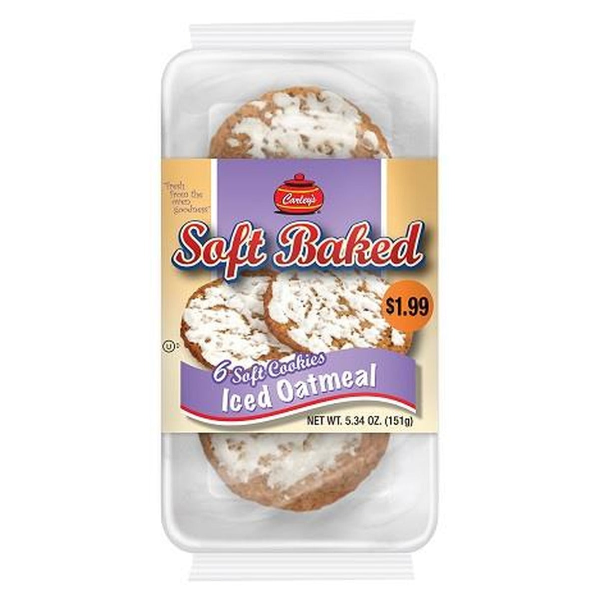 Carley's Soft Baked Iced Oatmeal Cookies 5.34oz pack — full package