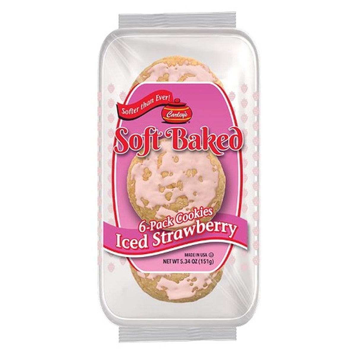 Carley's Soft Baked Iced Strawberry Cookies 5.34oz pack — full package