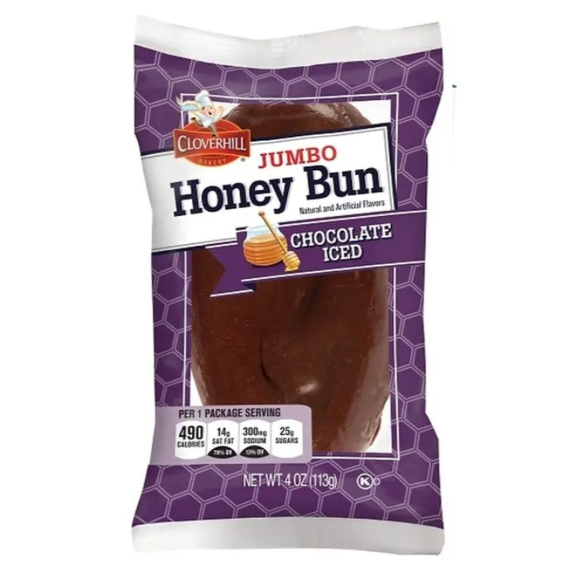 Cloverhill Chocolate Honey Bun 4oz pack — full package