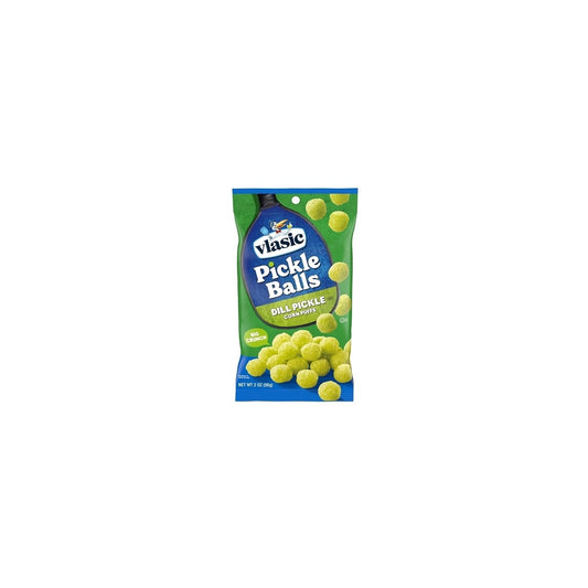 Vlasic Pickle Balls Corn Puffs 2oz pack — full package