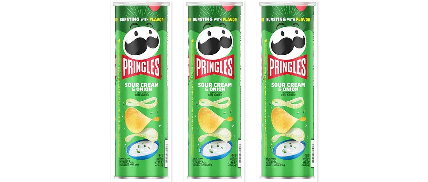 Pringles Sour Cream & Onion 5.57oz 3-Pack — three single cans
