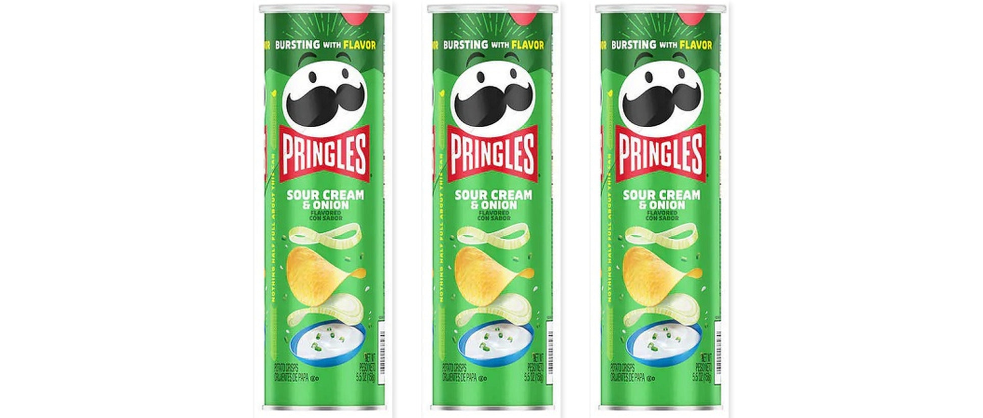 Pringles Sour Cream & Onion 5.57oz 3-Pack — three single cans