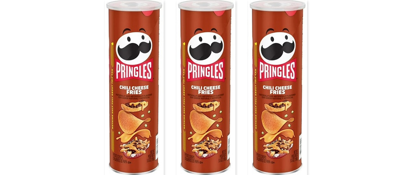 Pringles Chili Cheese Fries 5.5oz 3-Pack — three single cans