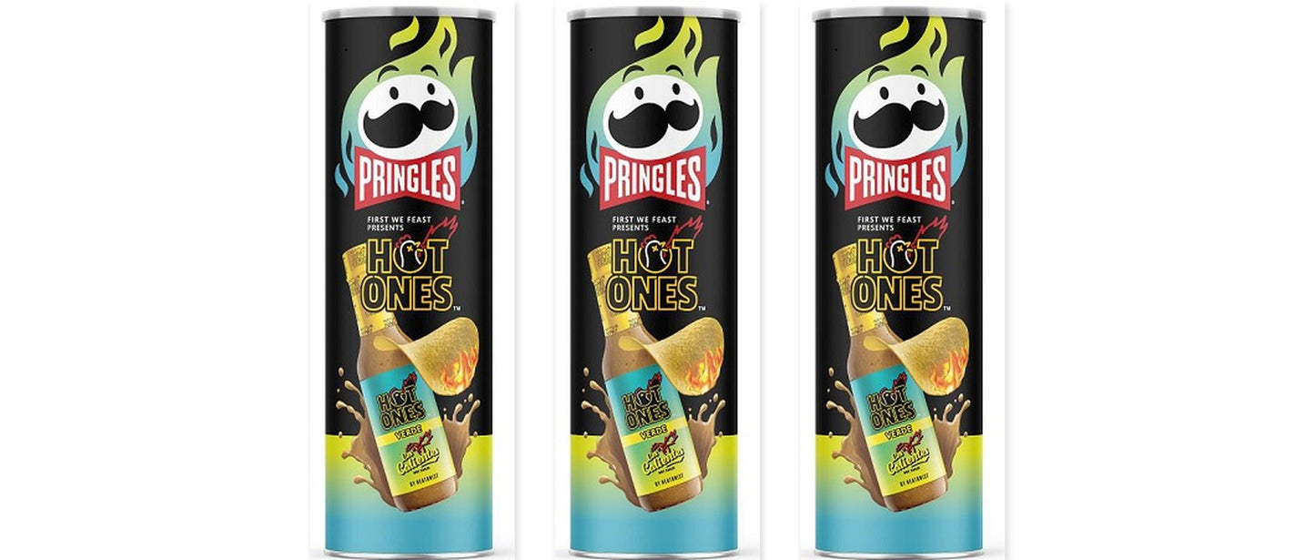 Pringles Hot Ones Verde 5.5oz 3-Pack — three single cans