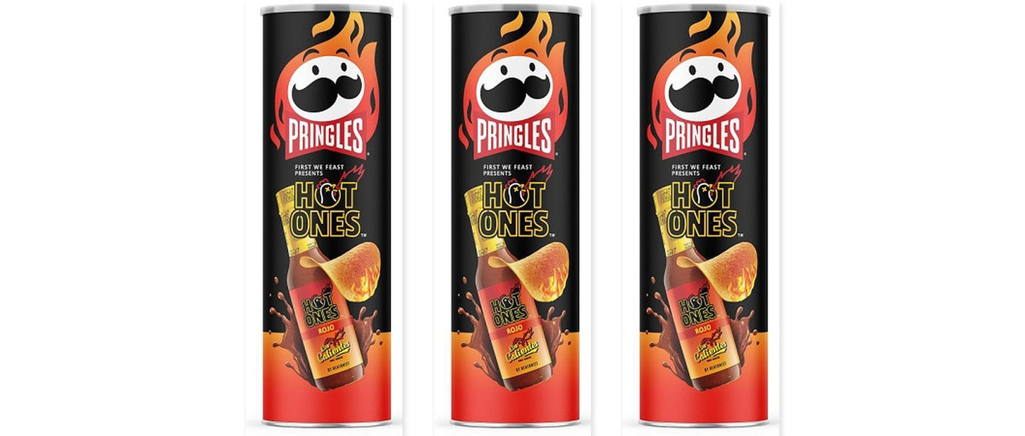 Pringles Hot Ones Rojo 5.5oz 3-Pack — three single cans