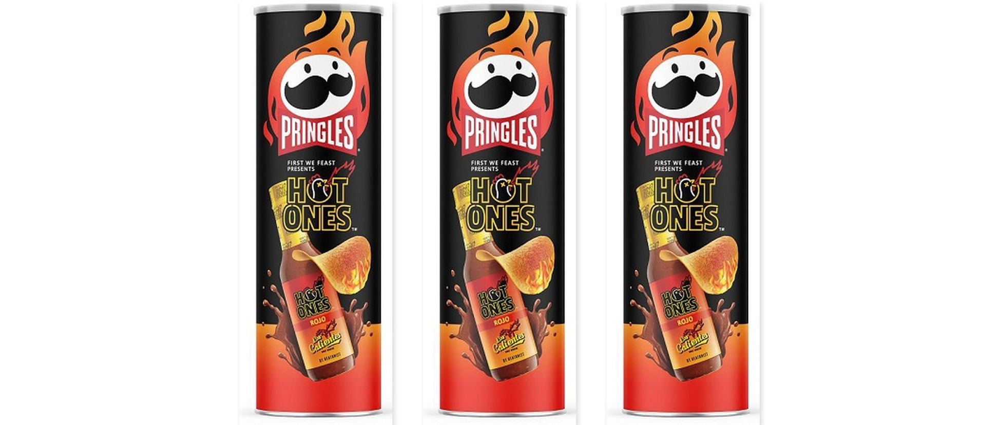 Pringles Hot Ones Rojo 5.5oz 3-Pack — three single cans