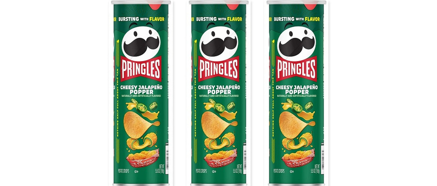 Pringles Cheesy Jalapeno Popper 5.5oz 3-Pack — three single cans
