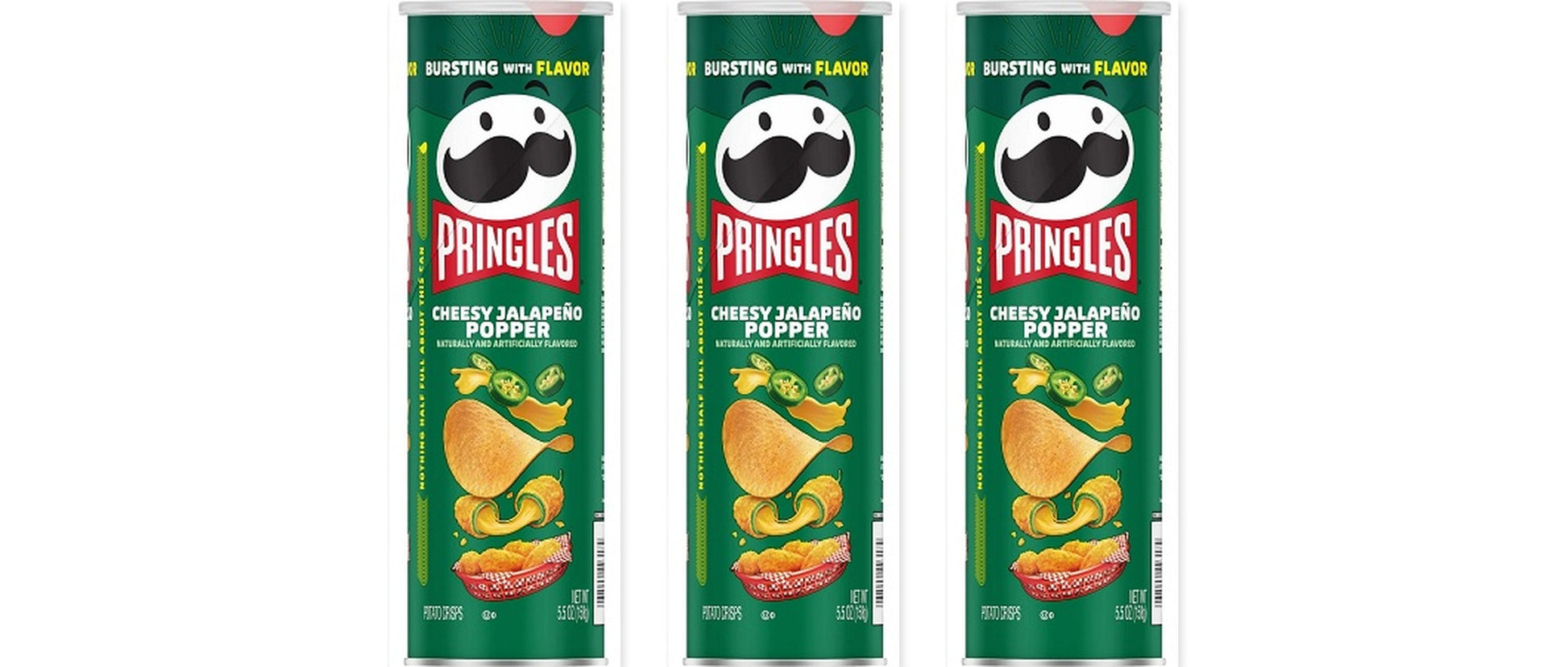 Pringles Cheesy Jalapeno Popper 5.5oz 3-Pack — three single cans