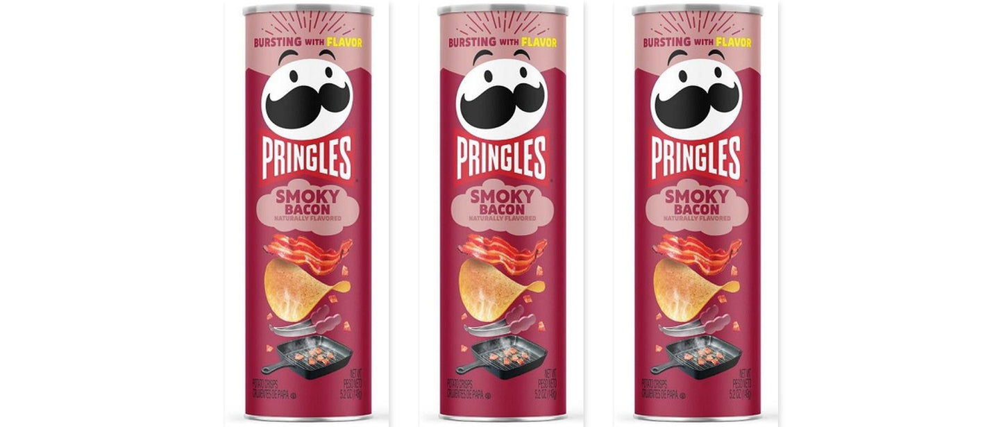 Pringles Smoky Bacon 5.5oz 3-Pack — three single cans