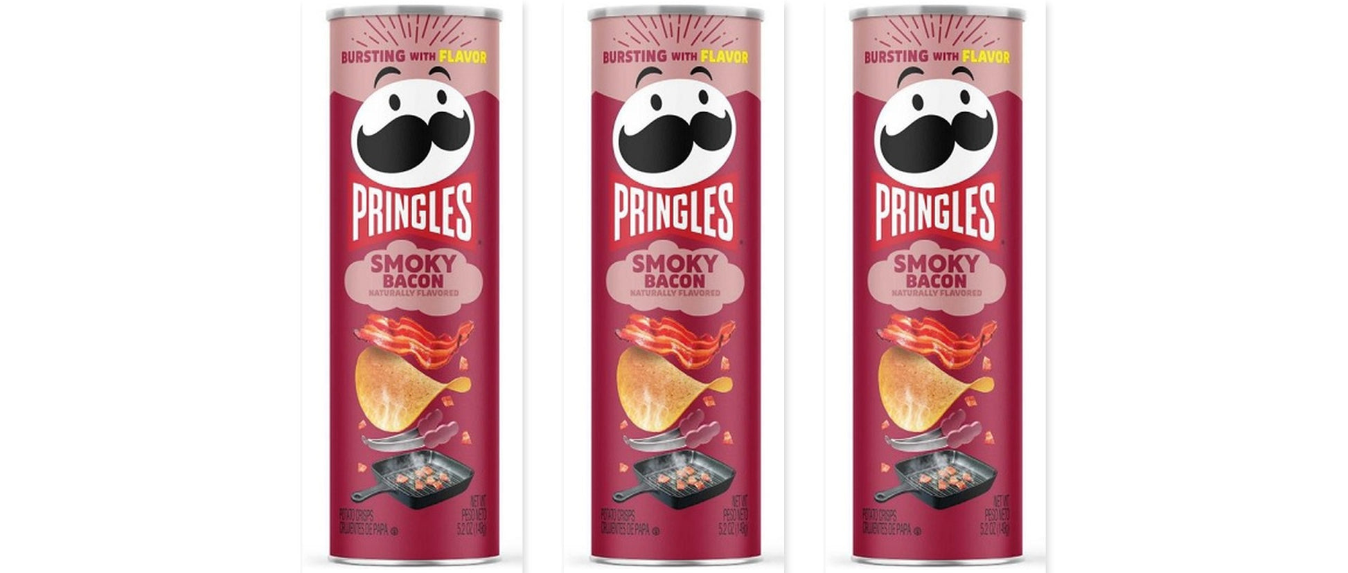 Pringles Smoky Bacon 5.5oz 3-Pack — three single cans