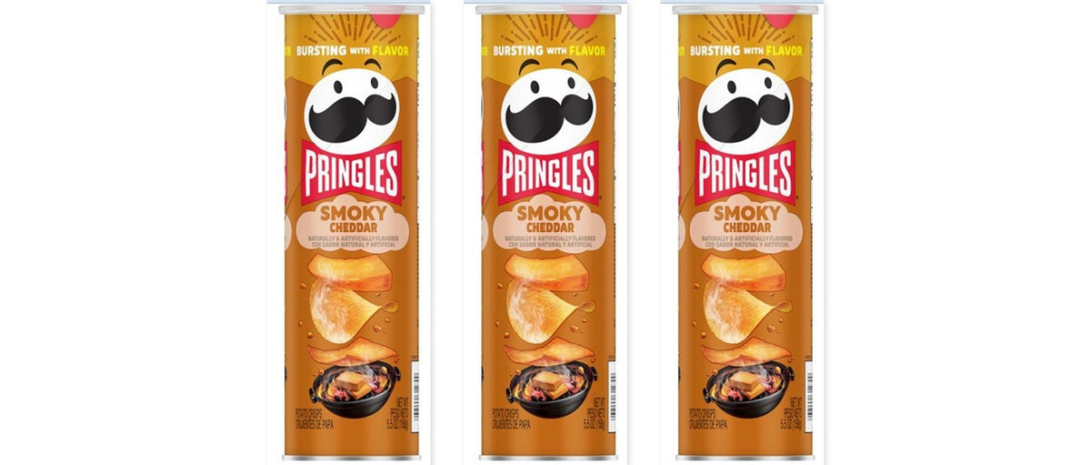 Pringles Smoky Cheddar 5.5oz 3-Pack — three single cans