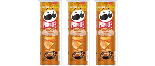 Pringles Smoky Cheddar 5.5oz 3-Pack — three single cans
