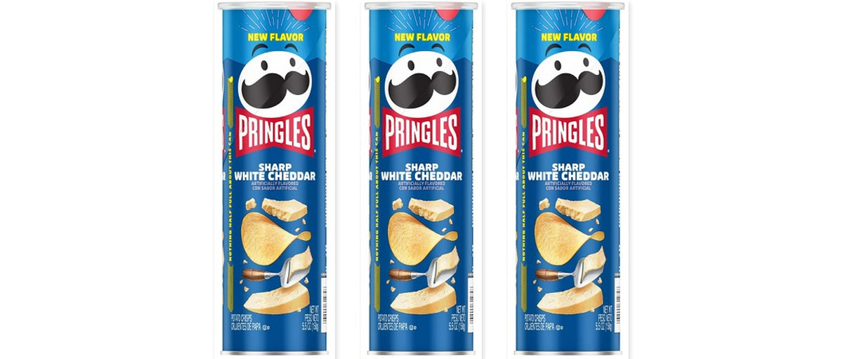 Pringles Sharp White Cheddar 5.5oz 3-Pack — three single cans