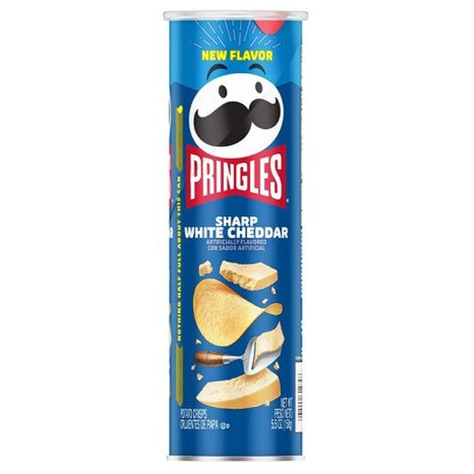 Pringles Sharp White Cheddar 5.5oz can — full package