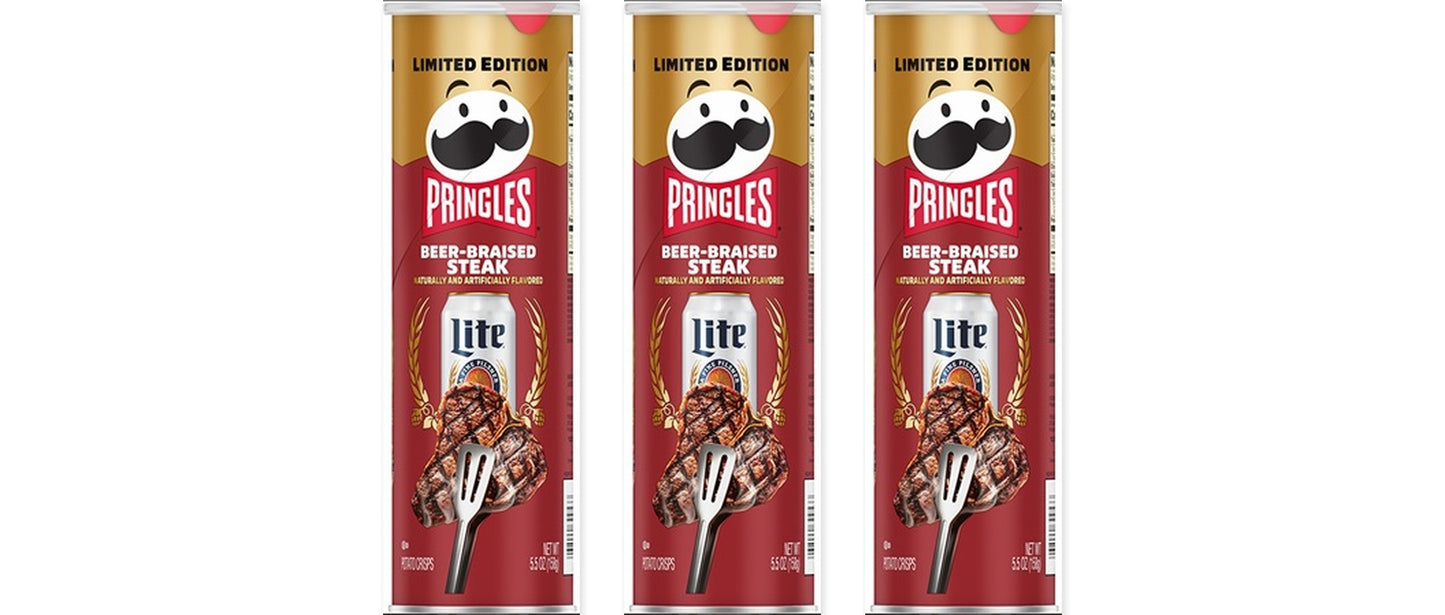 Pringles Miller Beer-Braised Steak Limited Edition 5.5oz 3-Pack — three single cans