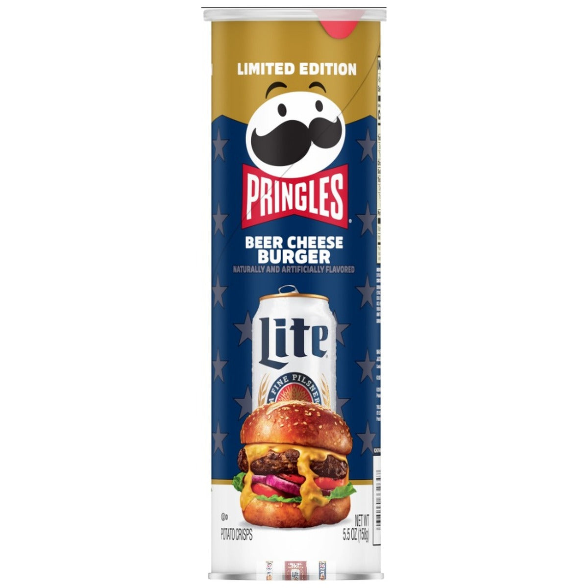 Pringles Miller Beer Cheeseburger Limited Edition 5.5oz can — full package