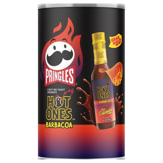 Pringles Hot Ones Barbacoa 2.5oz can — full package