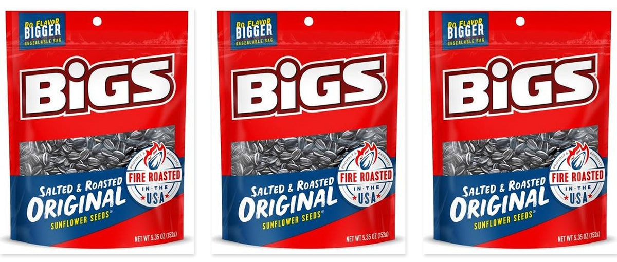 BIGS Sunflower Seeds Original Salted 5.35oz 3-Pack — three single bags