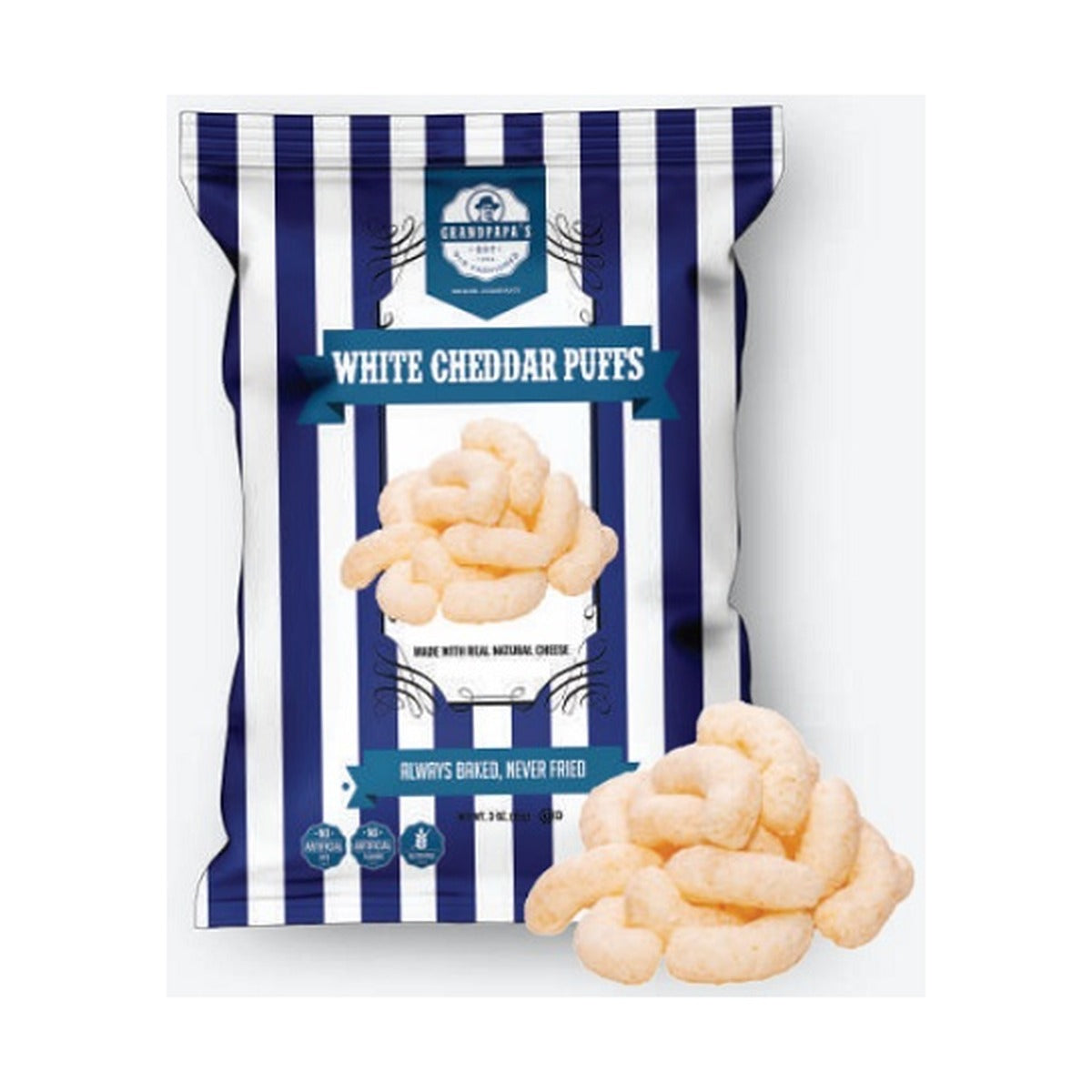 Grandpapa's White Cheddar Puffs 3oz — full package