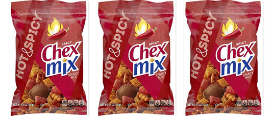 Chex Mix Hot & Spicy Snack Mix 4.5oz 3-Pack — three single packs