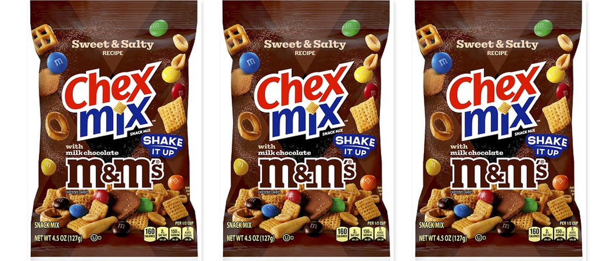 Chex Mix Sweet & Salty M&M's 4.5oz 3-Pack — three single packs
