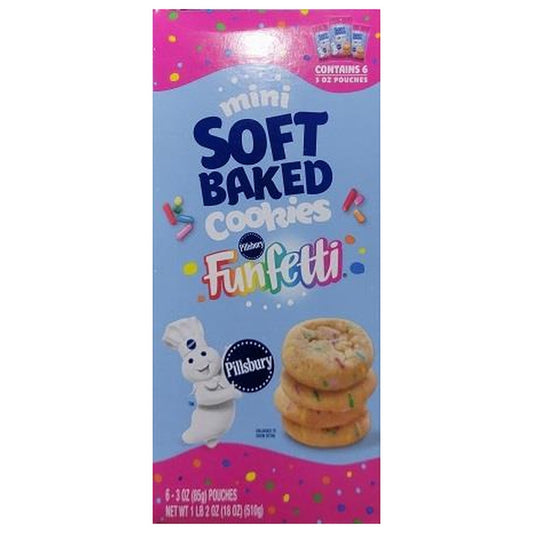 Pillsbury Soft Baked Mini Funfetti Cookies 3oz 6ct pack — full package